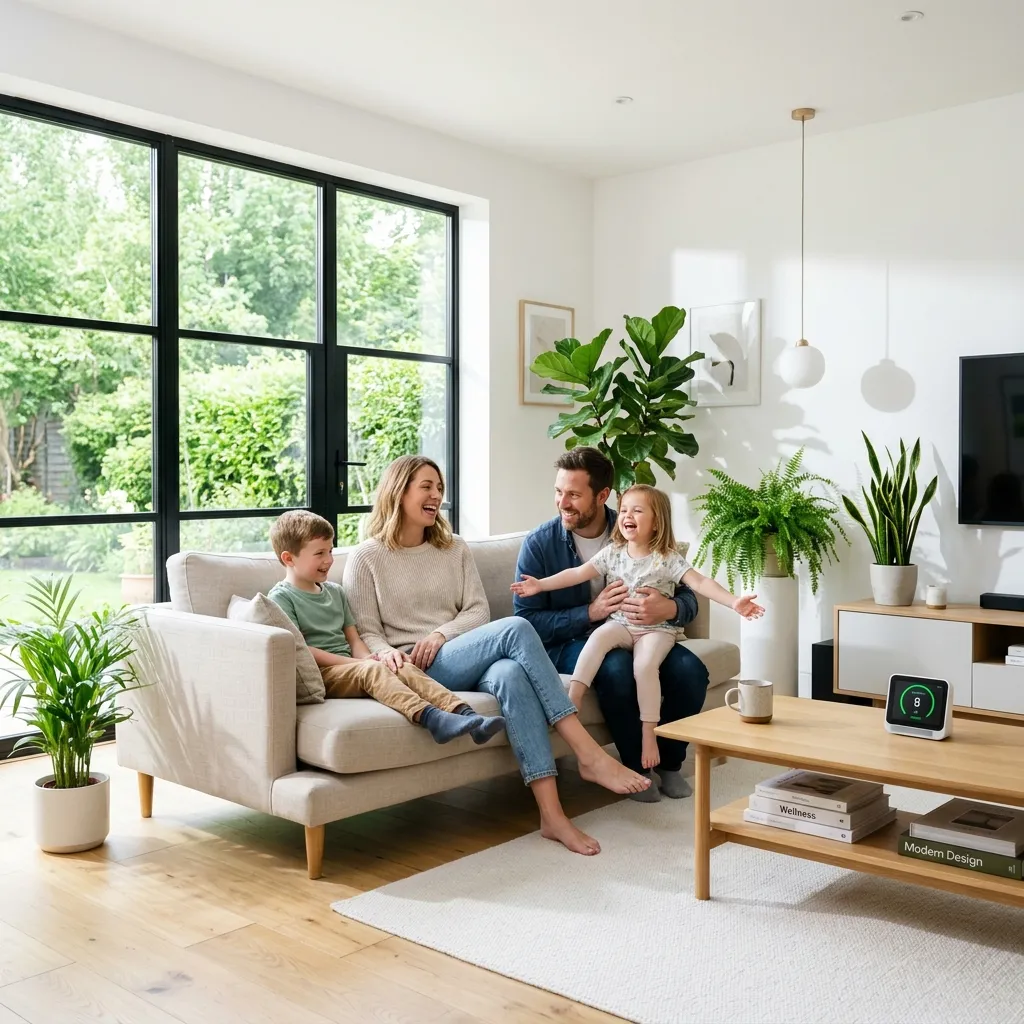 Comfortable clean indoor air environment with family